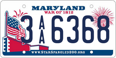 MD license plate 3AA6368