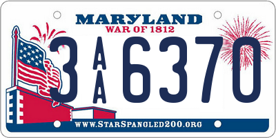 MD license plate 3AA6370