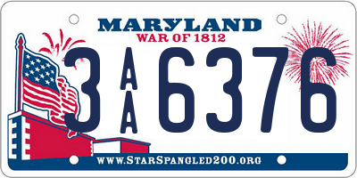 MD license plate 3AA6376