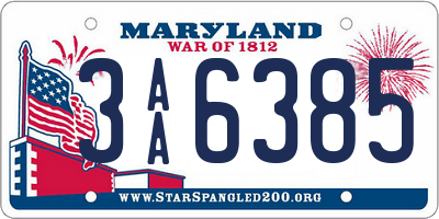 MD license plate 3AA6385