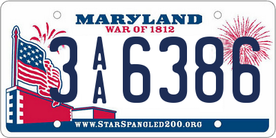 MD license plate 3AA6386