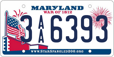 MD license plate 3AA6393