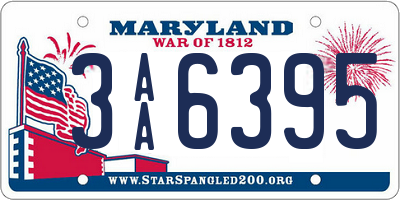 MD license plate 3AA6395
