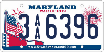 MD license plate 3AA6396