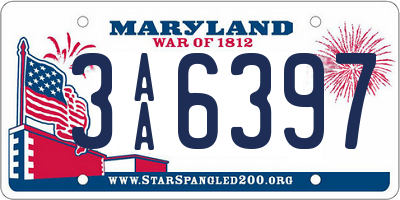 MD license plate 3AA6397