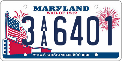 MD license plate 3AA6401