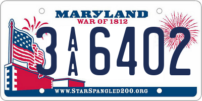 MD license plate 3AA6402