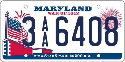 MD license plate 3AA6408