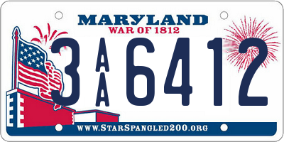 MD license plate 3AA6412