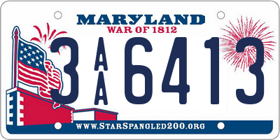 MD license plate 3AA6413