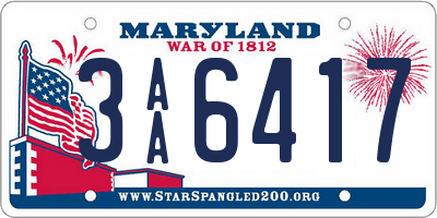 MD license plate 3AA6417