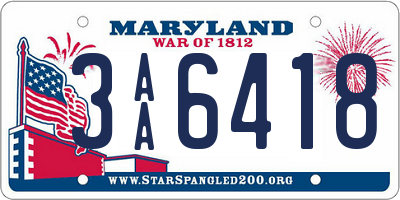 MD license plate 3AA6418