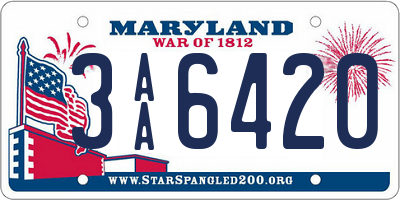 MD license plate 3AA6420