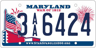 MD license plate 3AA6424