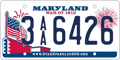 MD license plate 3AA6426