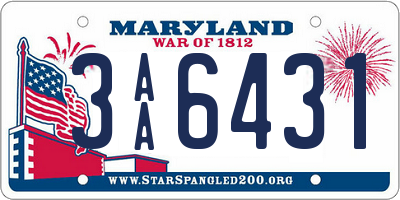 MD license plate 3AA6431