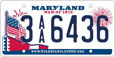 MD license plate 3AA6436