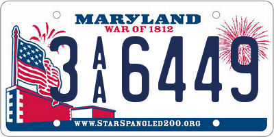 MD license plate 3AA6449