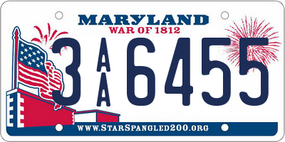 MD license plate 3AA6455