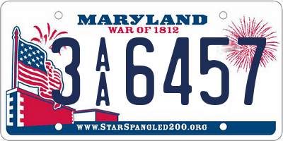 MD license plate 3AA6457