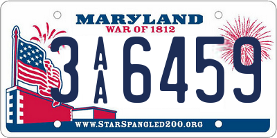 MD license plate 3AA6459