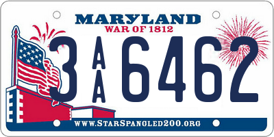 MD license plate 3AA6462