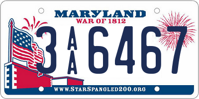 MD license plate 3AA6467