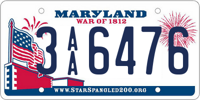 MD license plate 3AA6476