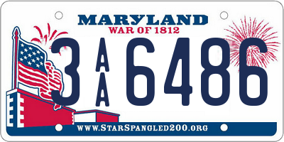 MD license plate 3AA6486