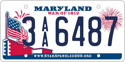 MD license plate 3AA6487