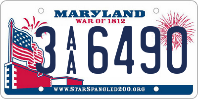 MD license plate 3AA6490