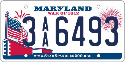 MD license plate 3AA6493