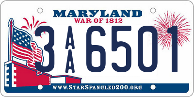 MD license plate 3AA6501