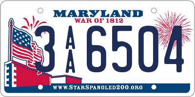 MD license plate 3AA6504