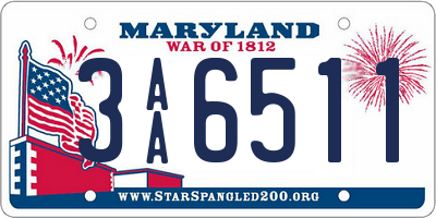 MD license plate 3AA6511