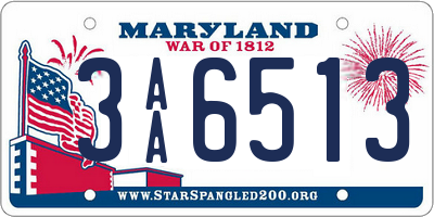 MD license plate 3AA6513