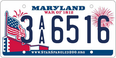 MD license plate 3AA6516