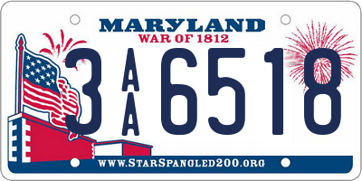 MD license plate 3AA6518