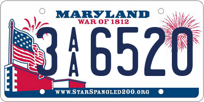 MD license plate 3AA6520