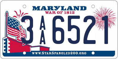 MD license plate 3AA6521