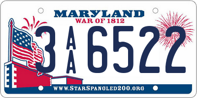 MD license plate 3AA6522