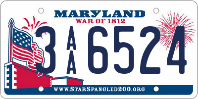 MD license plate 3AA6524