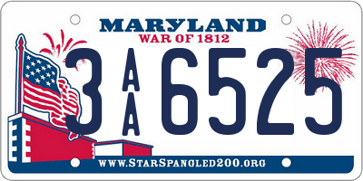 MD license plate 3AA6525