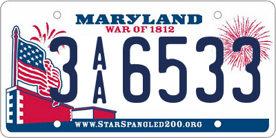 MD license plate 3AA6533