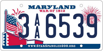 MD license plate 3AA6539