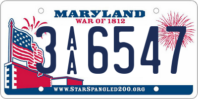 MD license plate 3AA6547