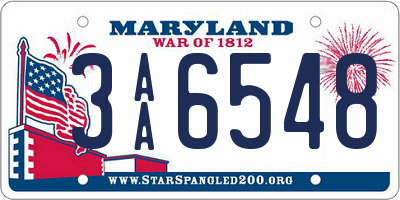 MD license plate 3AA6548