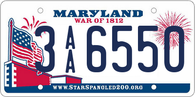 MD license plate 3AA6550