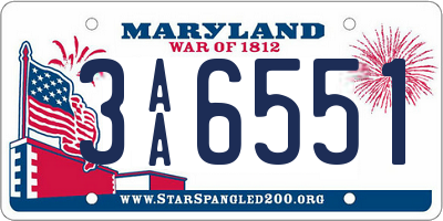 MD license plate 3AA6551