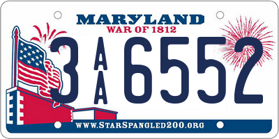 MD license plate 3AA6552